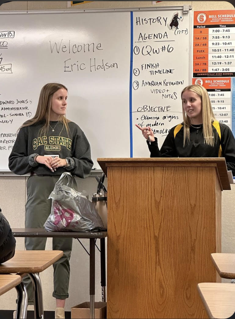 Two of this weeks guest speakers, Lexi and Rikki shared their experiences with the senior class. The class is very laid back and pretty fun so far... Honestly, the guest speakers have very useful information and give ideas with what to do career wise, stated Hayden Reiser (12). 