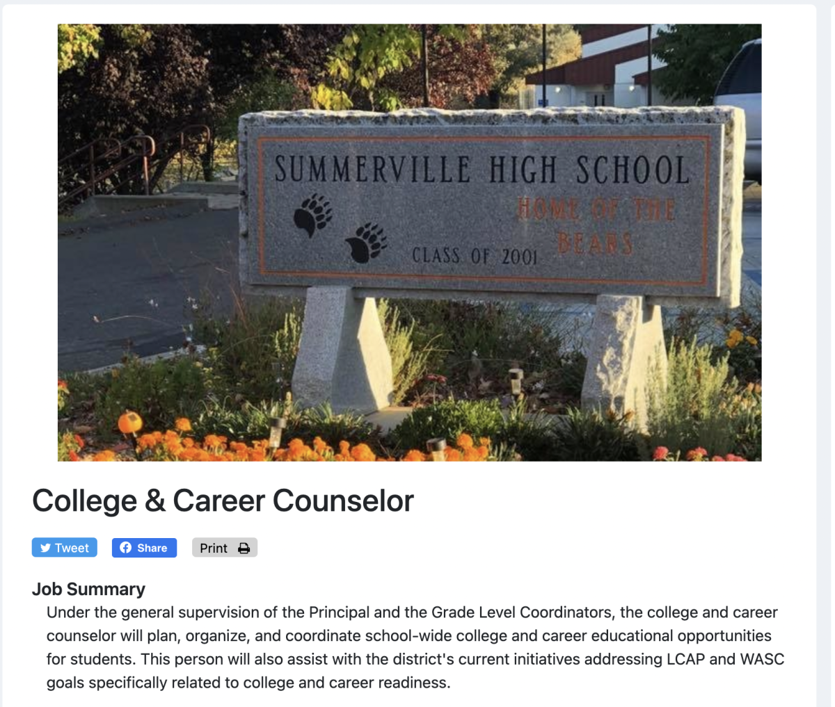 SUSHD will hire for a new position--a College and Career Counselor position. We are hoping that this position will shorten the gap with college choices or career choices or trades or whatever they want to do, said Janae Perkins, SUHSD executive secretary. 